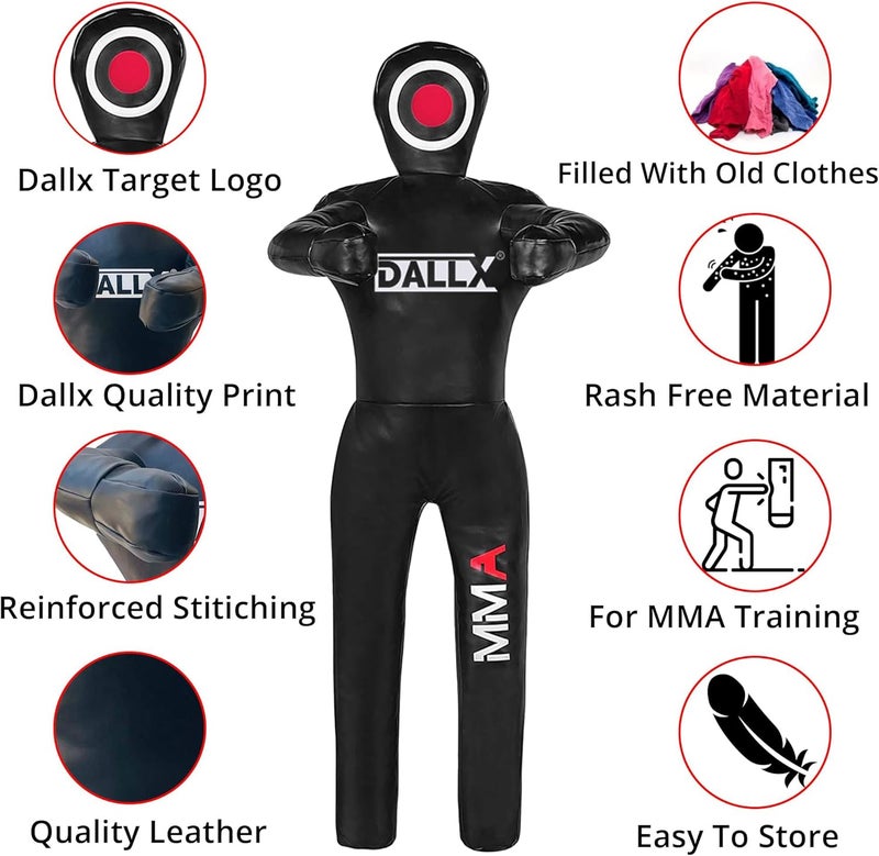 DALLX MMA Grappling Dummy for Judo Karate Throwing Brazilin JIU Jitsu Wrestling Submission Punching Bag for Self Defense Fitness Training Dummy – UNFILLED - Image 1